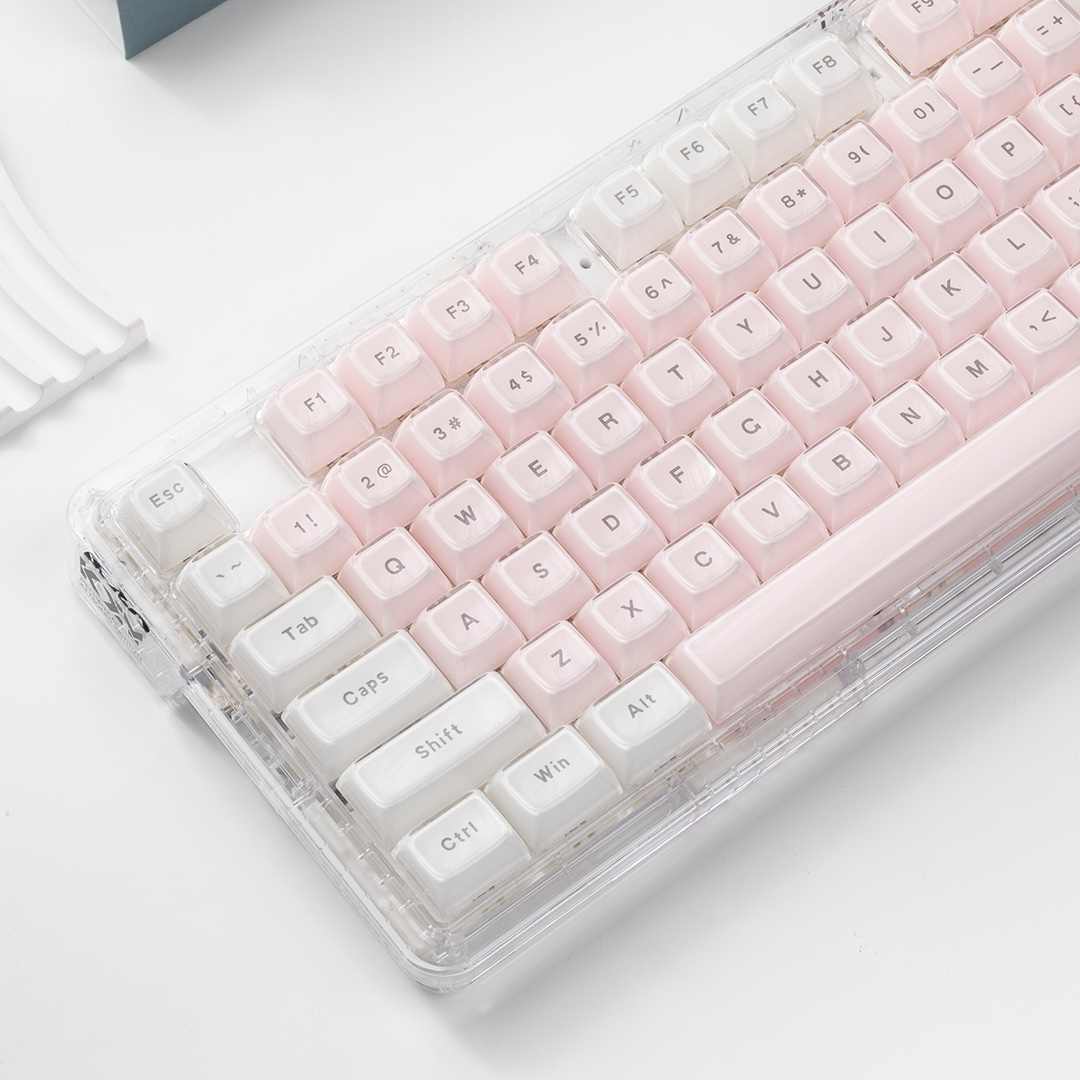 Pc Gaming Fullset - 크리스탈 투명 키캡 핑크 화이트 MDA