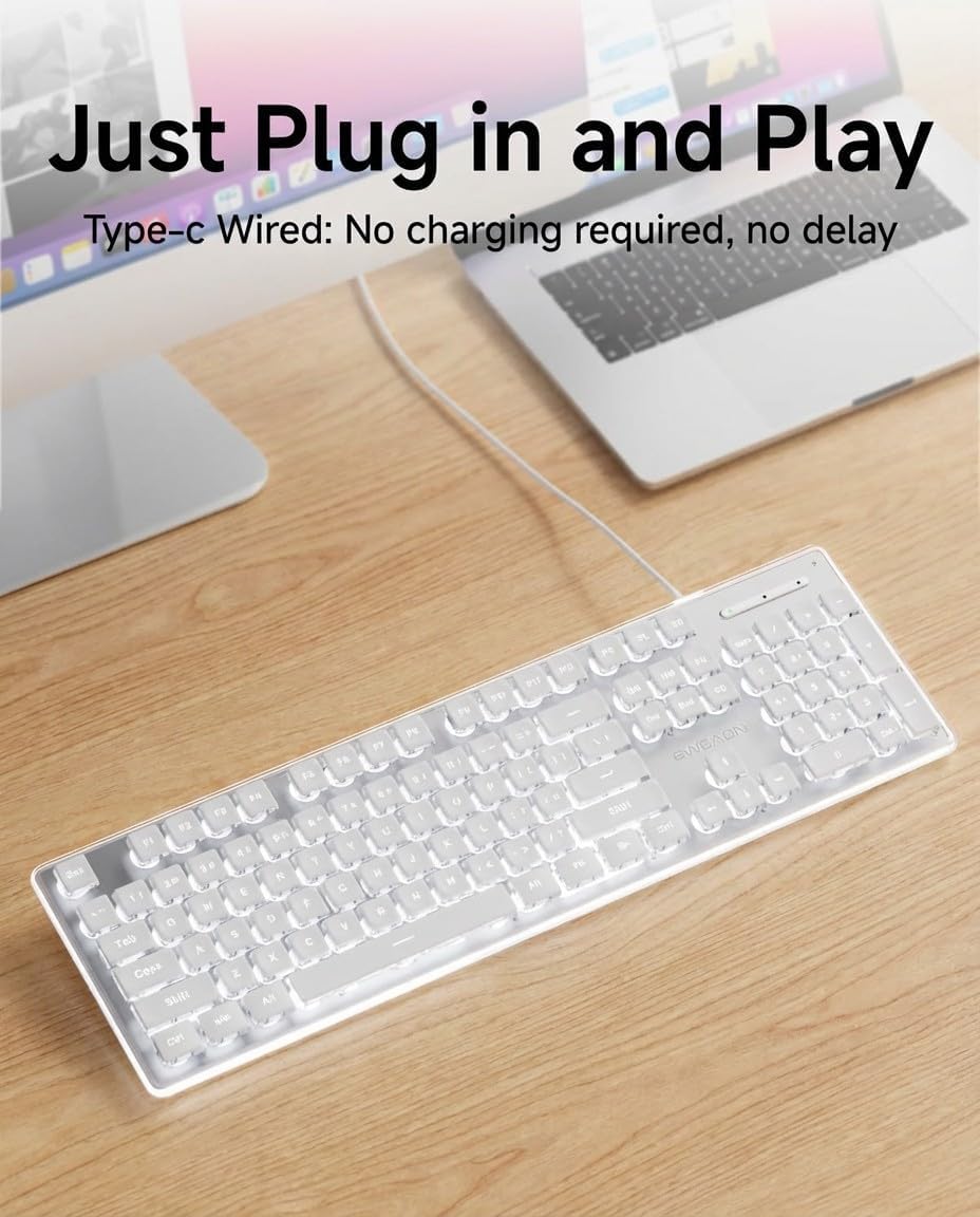흰색 백라이트 금속 패널 푸딩 키캡이 있는 유선 USB - Pc Gaming Fullset 리뷰 및 가격